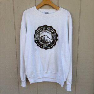 Vintage University of Puget Sound Crewneck Sweater XXL White Collegiate 90s USA